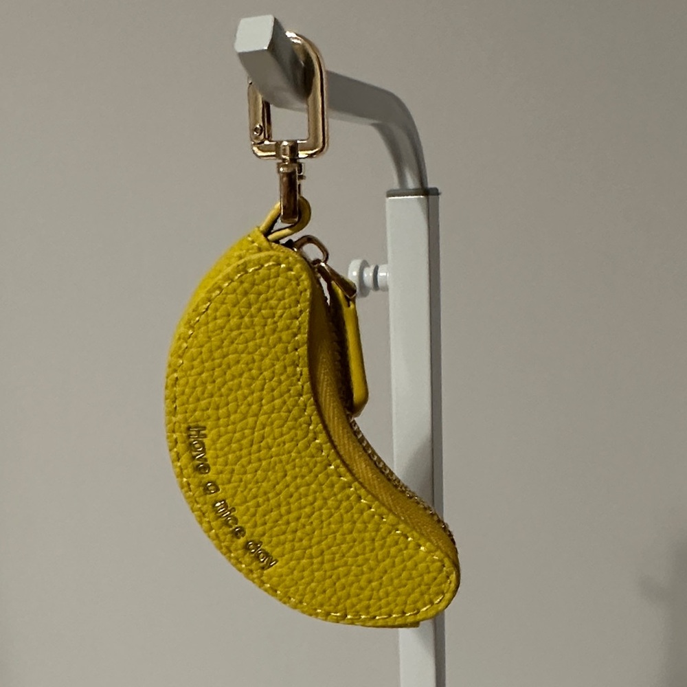 NWOT Yellow Leather Keychain Pouch